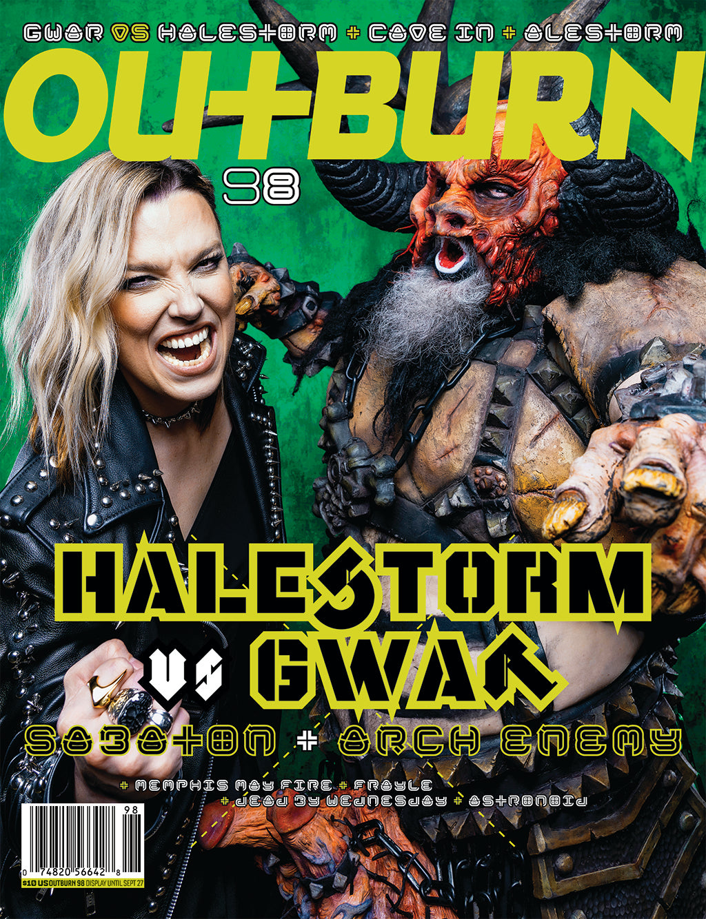 OUTBURN #98 LIMITED EDITION HALESTORM VS GWAR BUNDLE